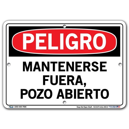 Vestil Aluminum Sign, 7-1/2" Height, 10-1/2" Width, Aluminum, Rectangle, Spanish SI-D-07-A-AL-040-S